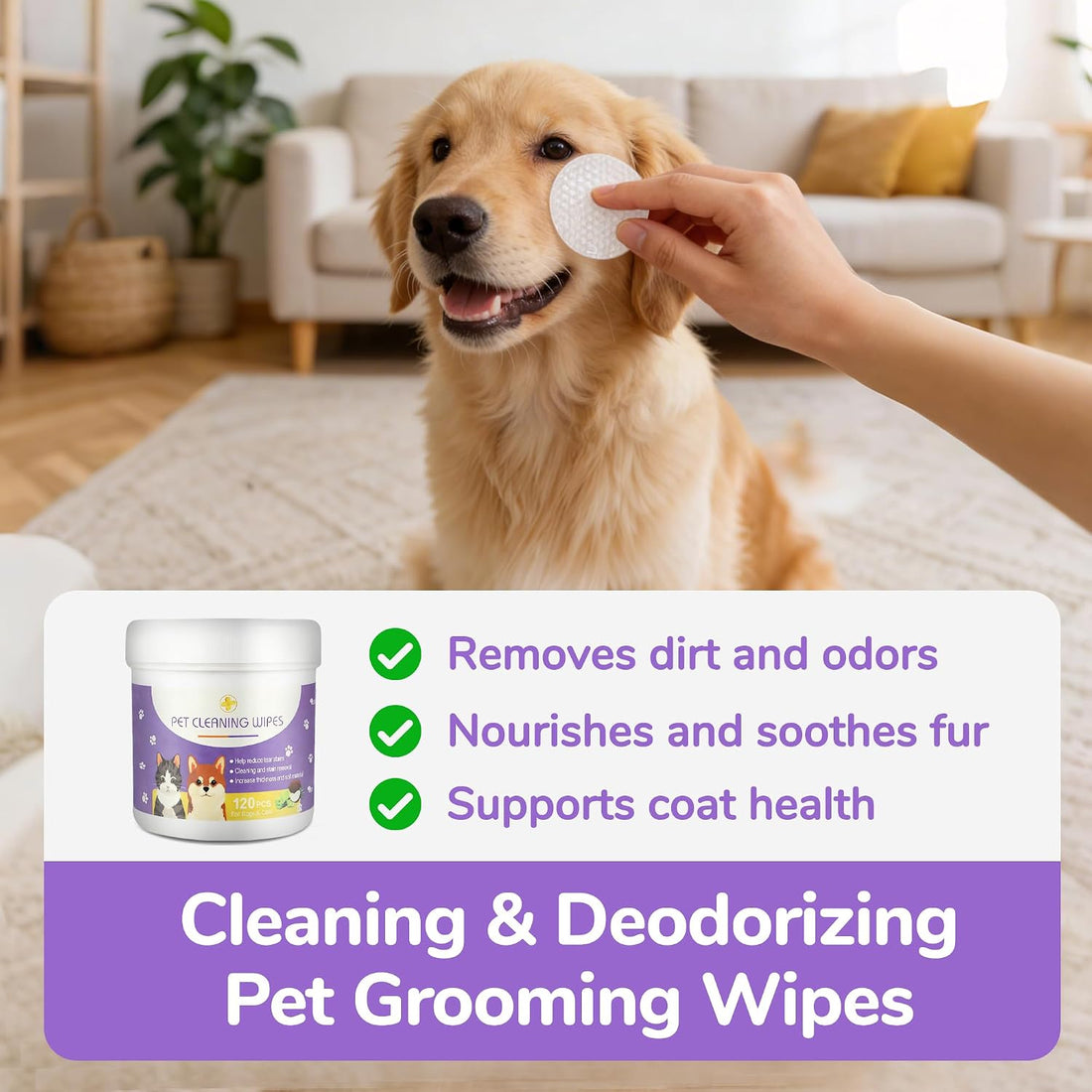Dog Eye Wipes, 120 Count Cat Eyes Cleaning Wipes Gentle Pet Tear