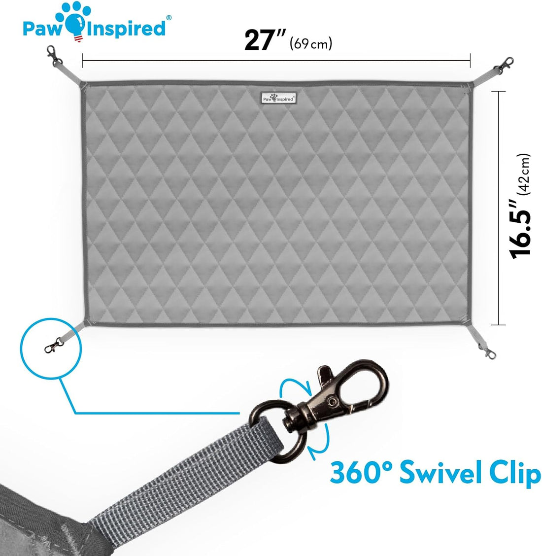 Paw Inspired Hanging Fleece Hammock for Small Animals, Gray/Light Gray