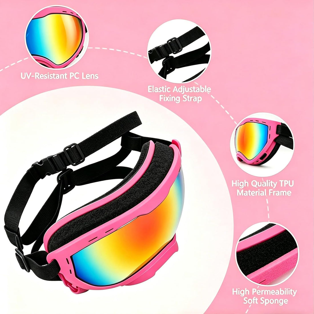 Dog Goggles for Medium Large Breed UV Protection Windproof Anti-Fog