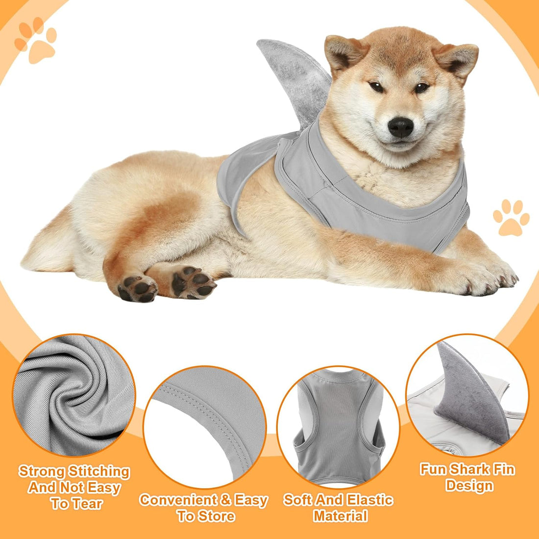 2 Pcs Halloween Dog Shark Costumes Fish Fin Dogs Costume