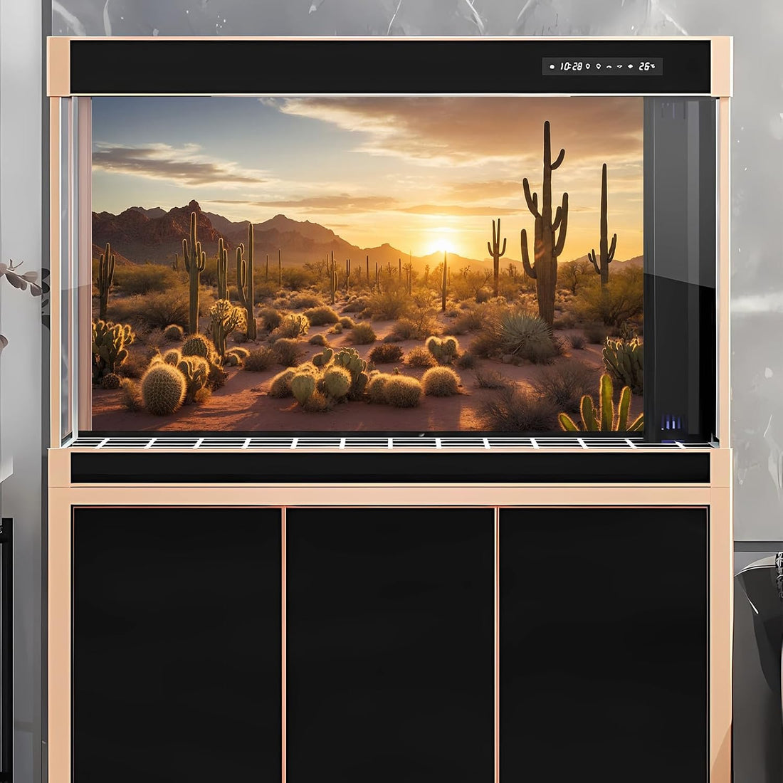 Sunset Desert Reptile Habitat Background Silhouette of Saguaro Cactus