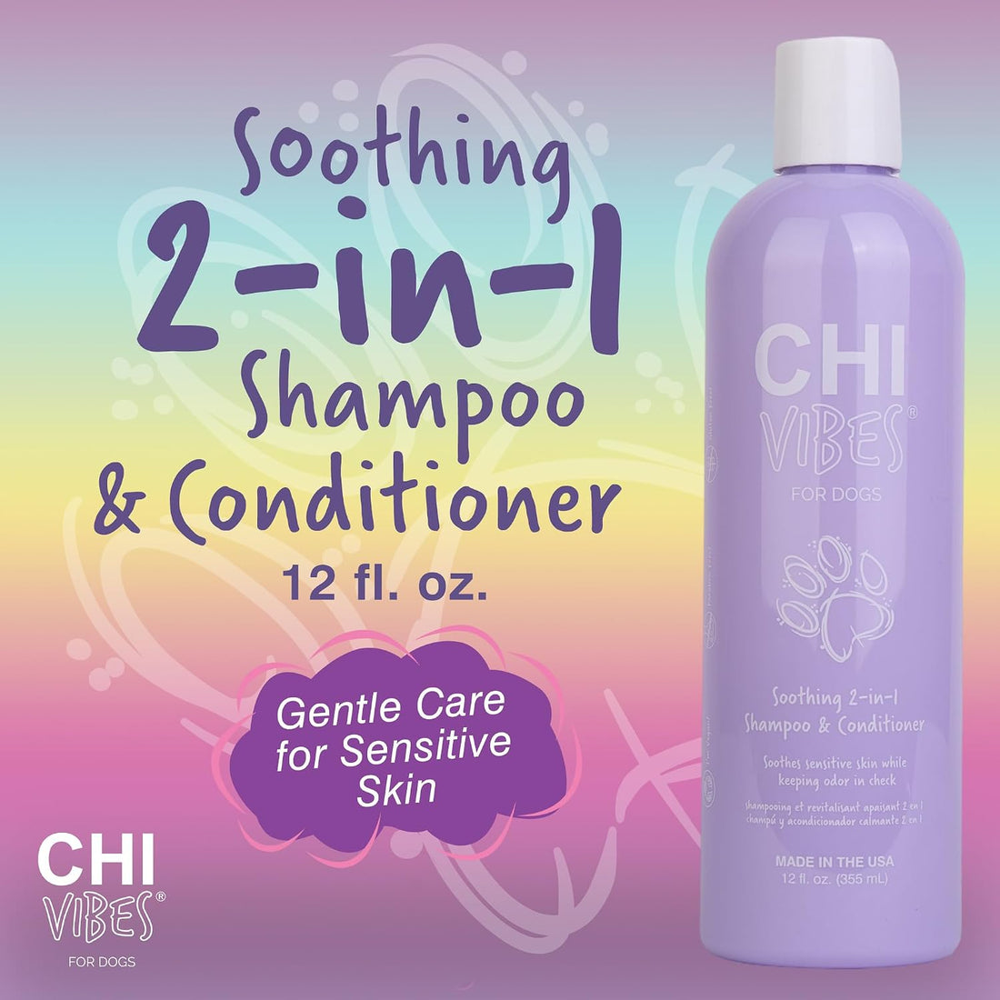 CHI Vibes for Dogs 5-in-1 Shampoo & Conditioner, 12 Fl Oz