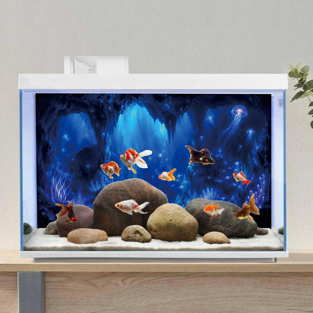 Underwater Blue Cave Jellyfish Aquarium Background