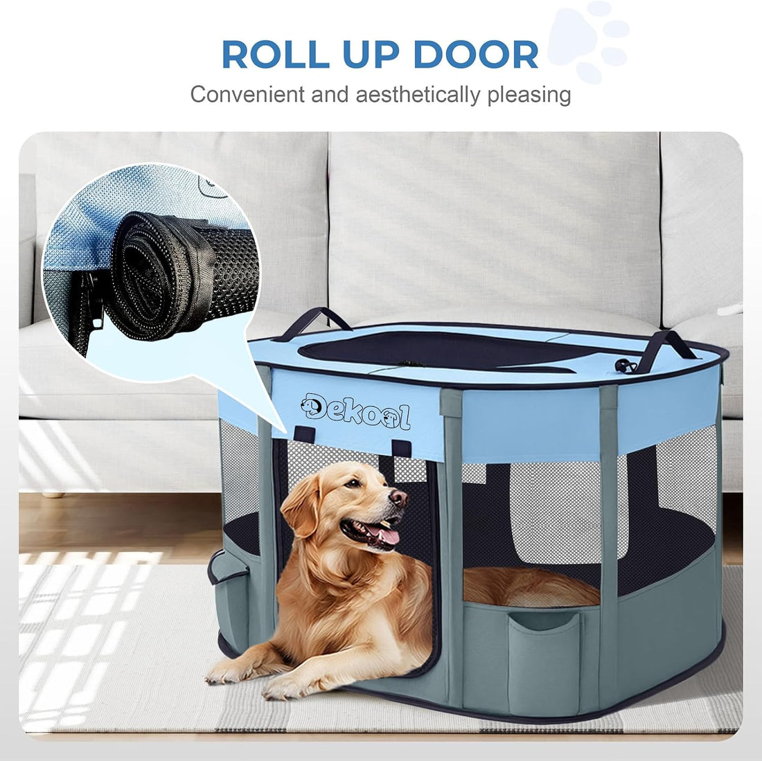 Foldable Pet Playpen, Portable Crate for Dogs & Cats