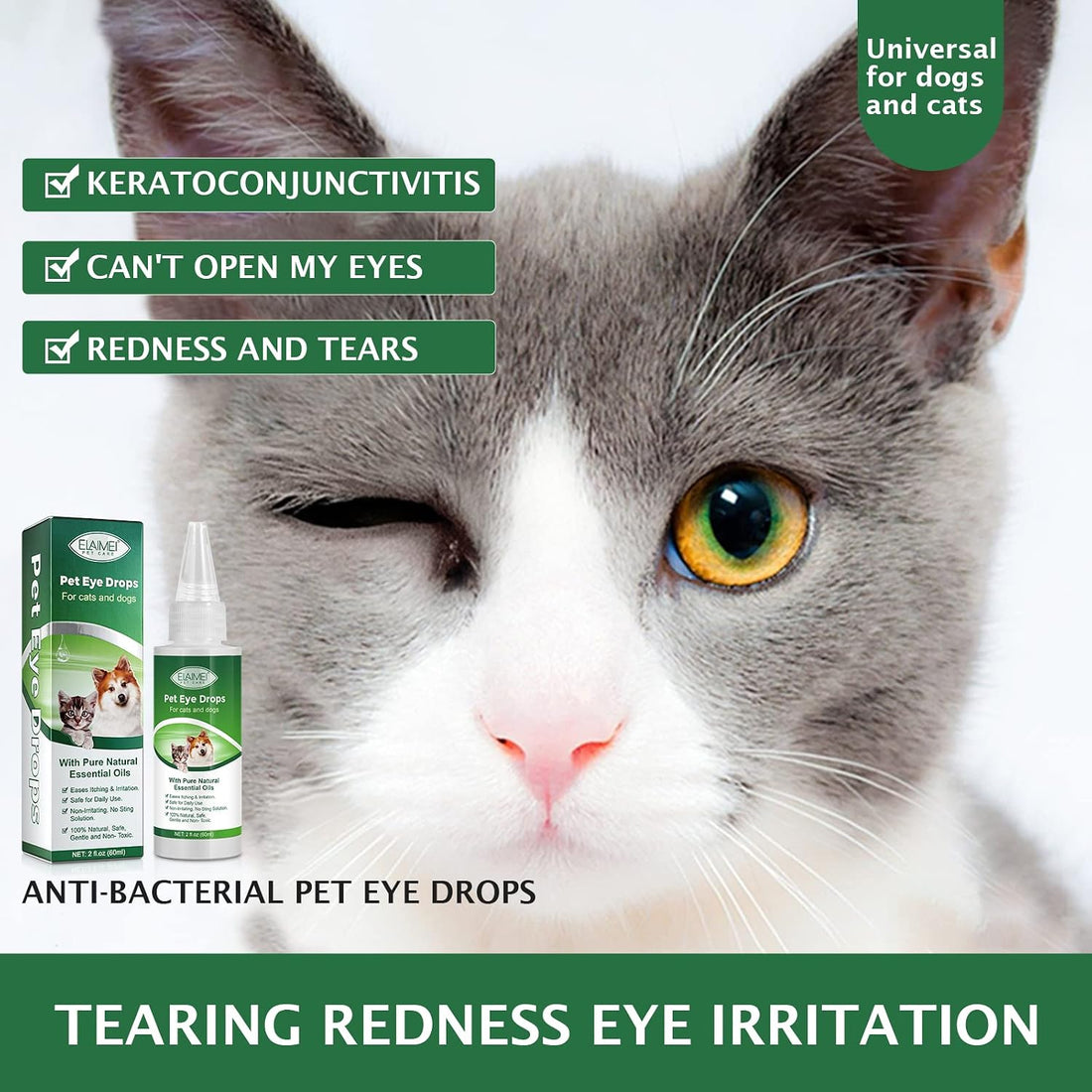 60ML Pet Eye Drops for Dog & Cat Relieve Eyes Itching & Irritation