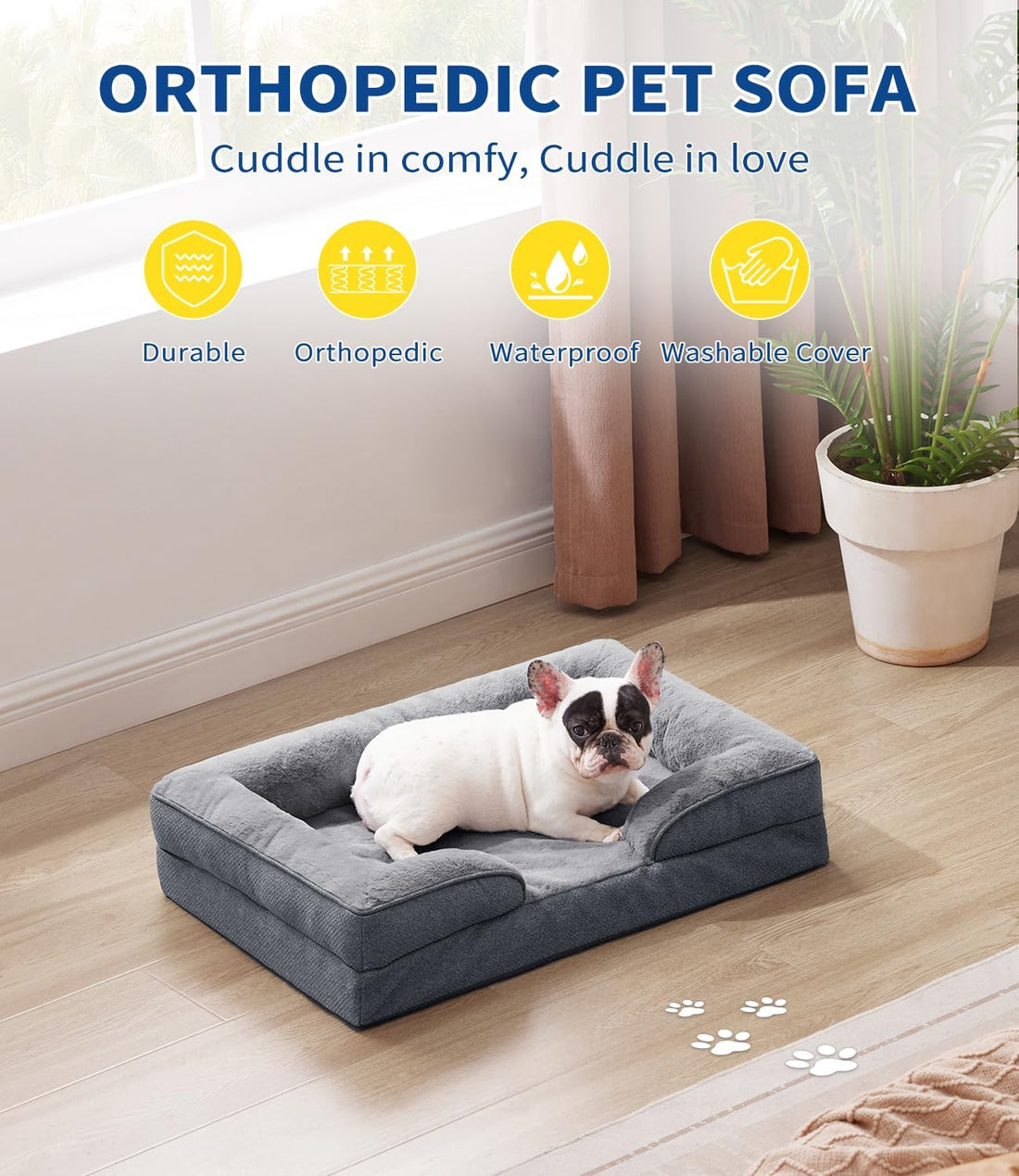 Made4pet Dog Bed Orthopedic, Dog Sofa for Small Dogs Supportive Foam