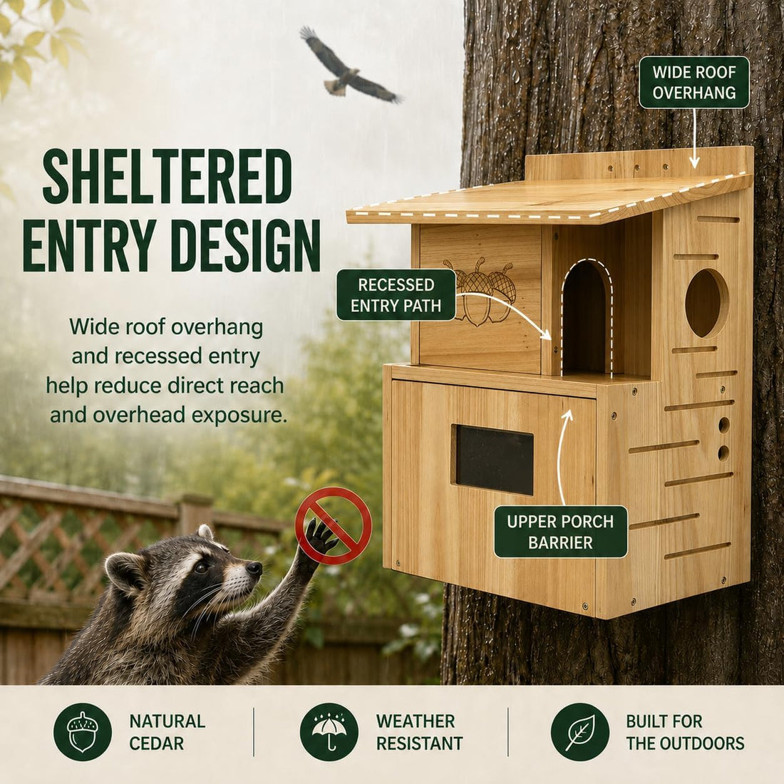 Squirrel House for Outside, Squirrel Box with Window, Fir Wood
