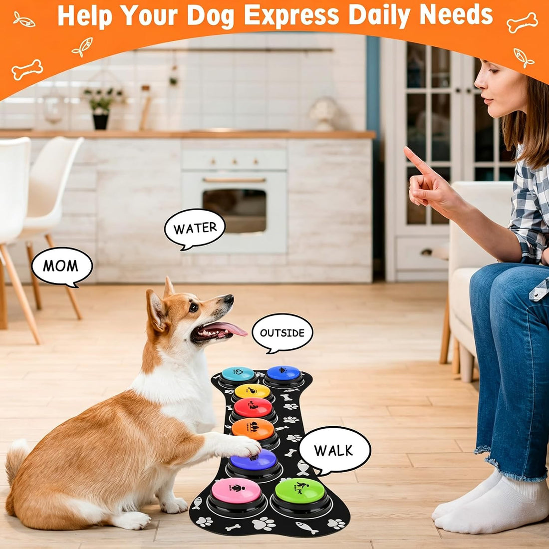 Dog Buttons for Communication, 8 Pack Recordable Dog Talking Buttons