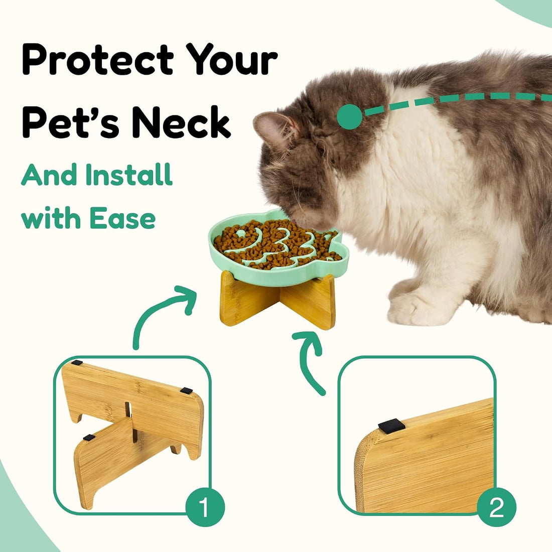 Elevated Slow Feeder Cat Bowl with Stand
