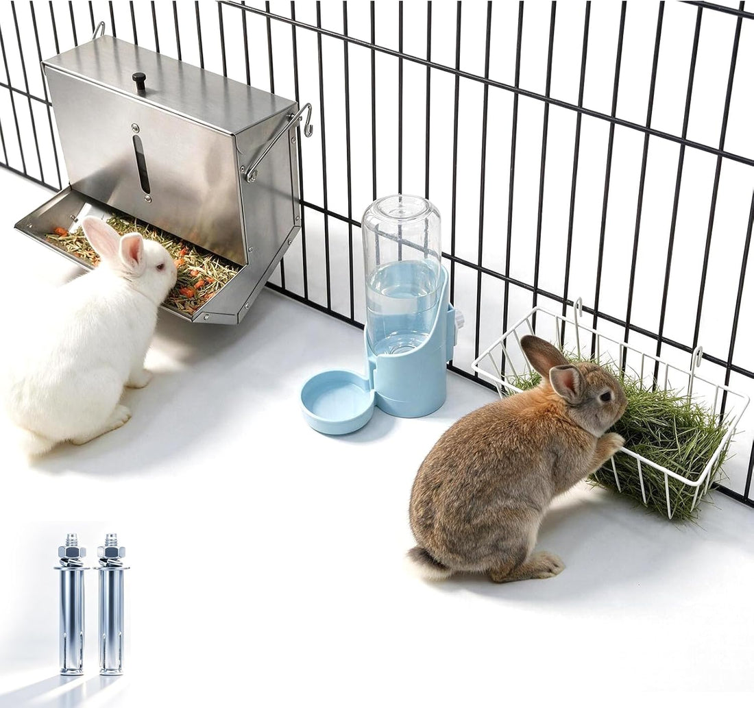 Rabbit Feeder - Small Animal Stainless Steel Gravity Feeding Trough