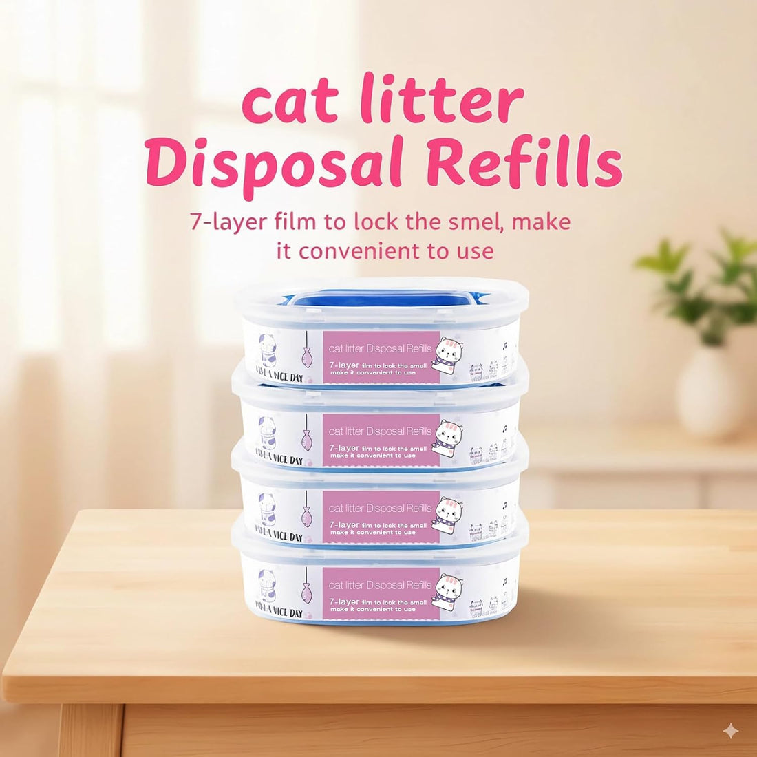 4 Pack 28FT Cat Litter Refill Cartridge