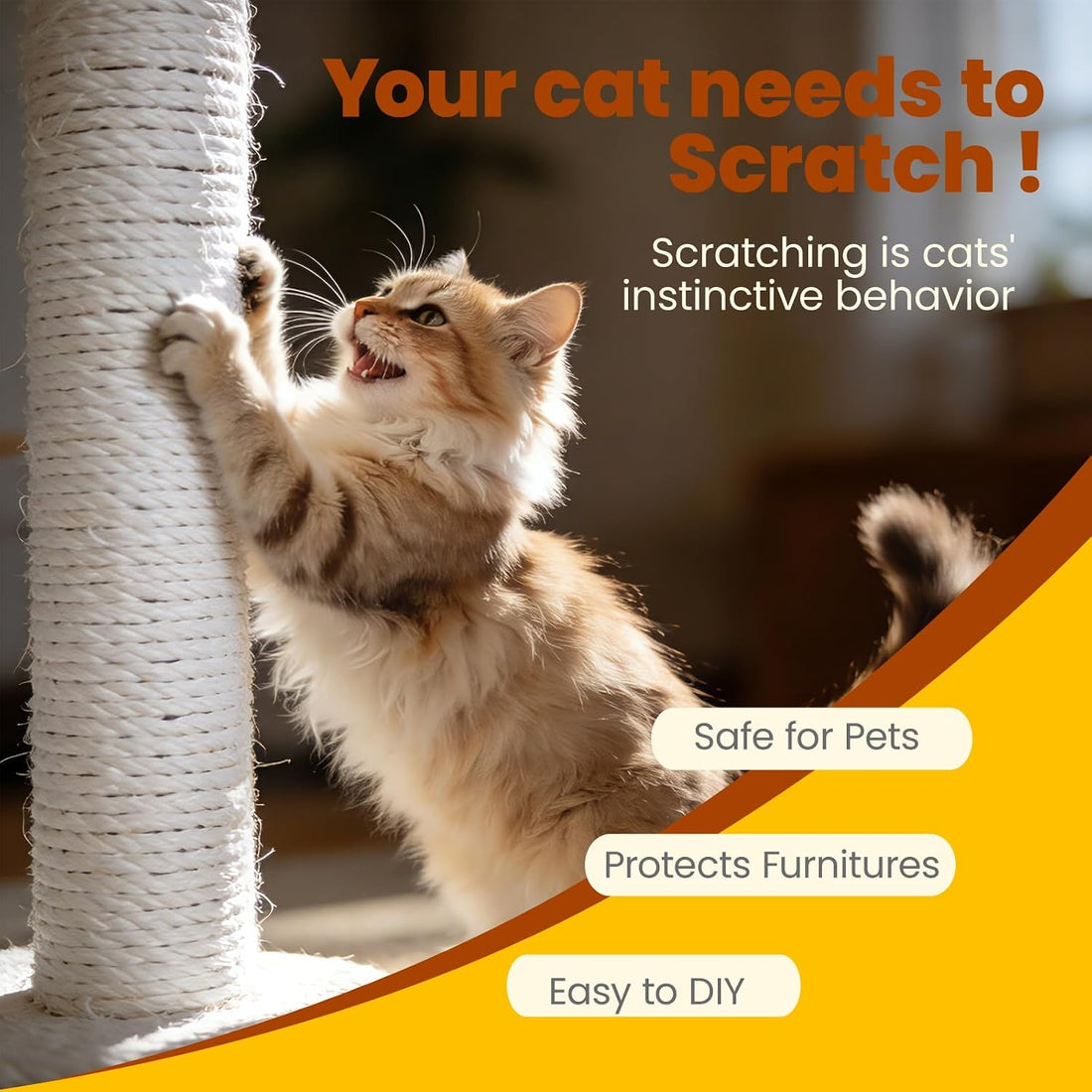 Natural Sisal Rope for Cat Scratching Post Replacement