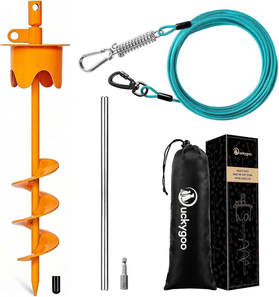 Dog Tie Out Stake for Outside, 20FT Dog Leashes for Large Dogs