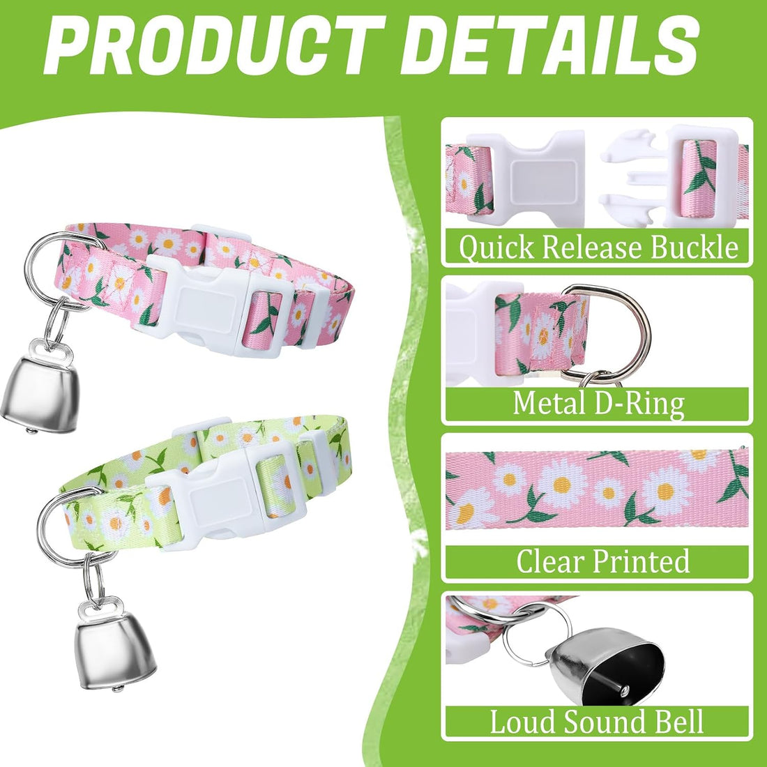 10 Pack Floral Goat Collars Adjustable Grazing Collar with Copper