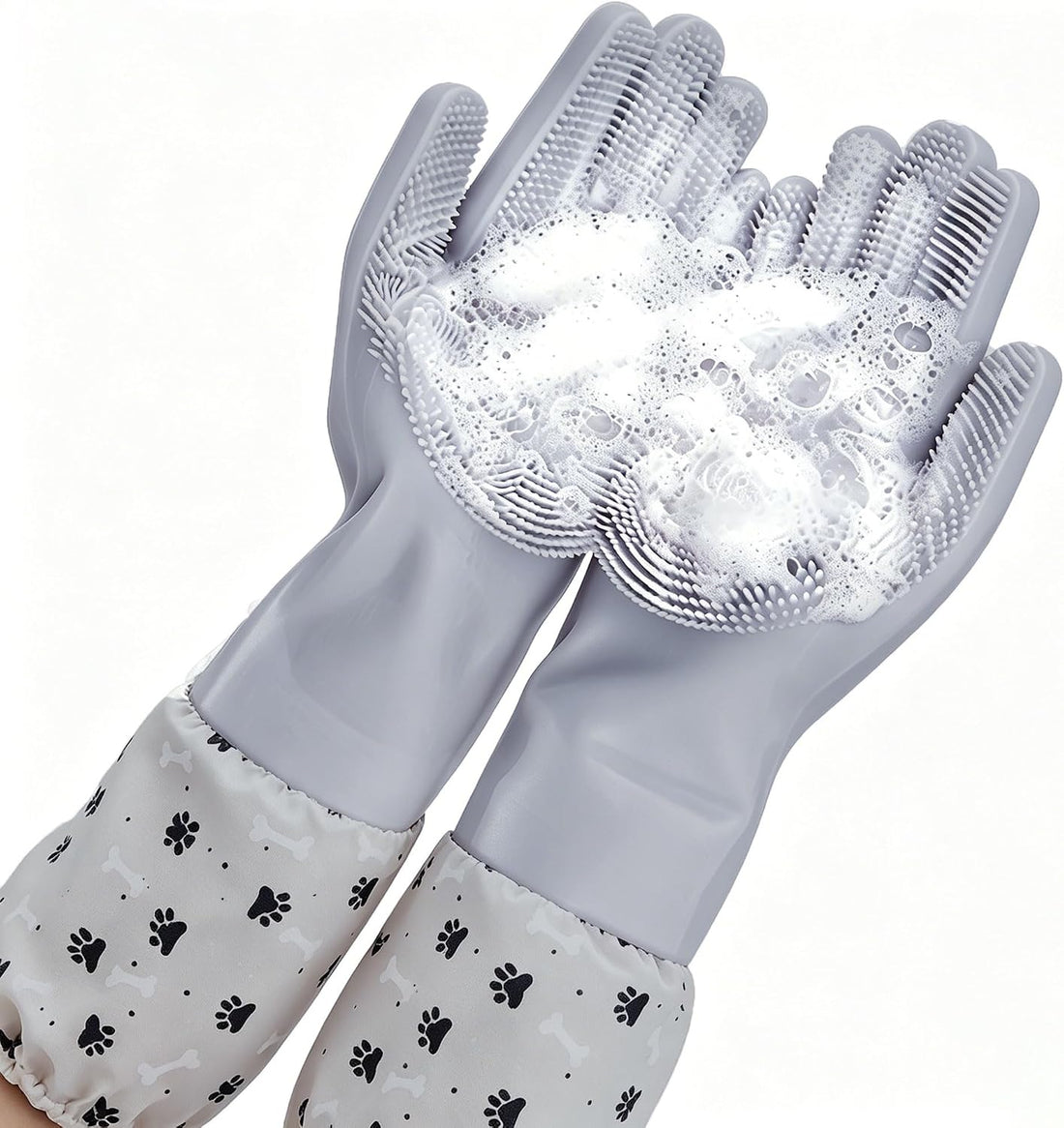 Long Sleeve Dog & Cat Washing Gloves, Pet Bathing Grooming Tool