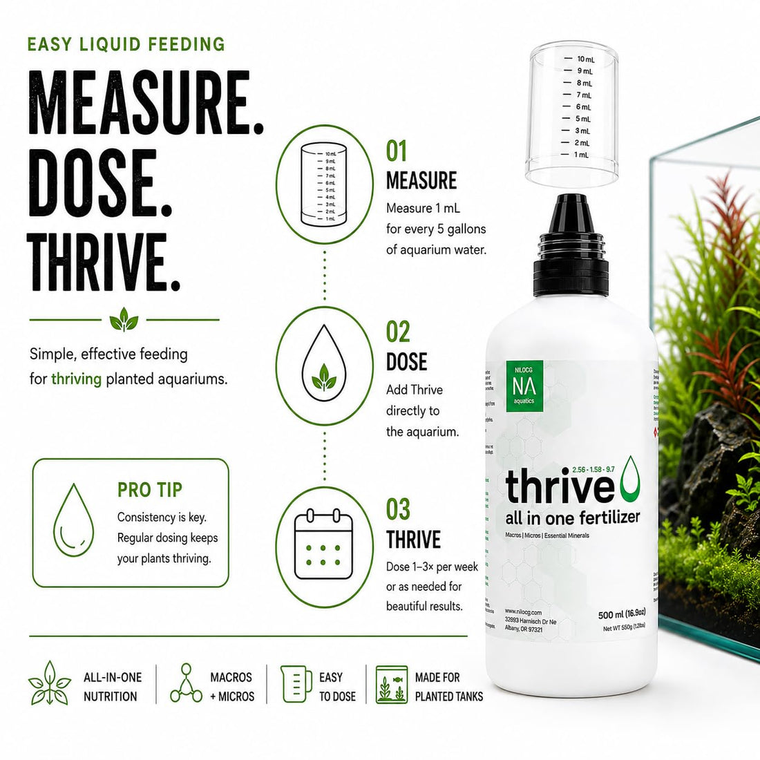 Thrive Planted Aquarium Fertilizer -All in One Planted Tank Liquid