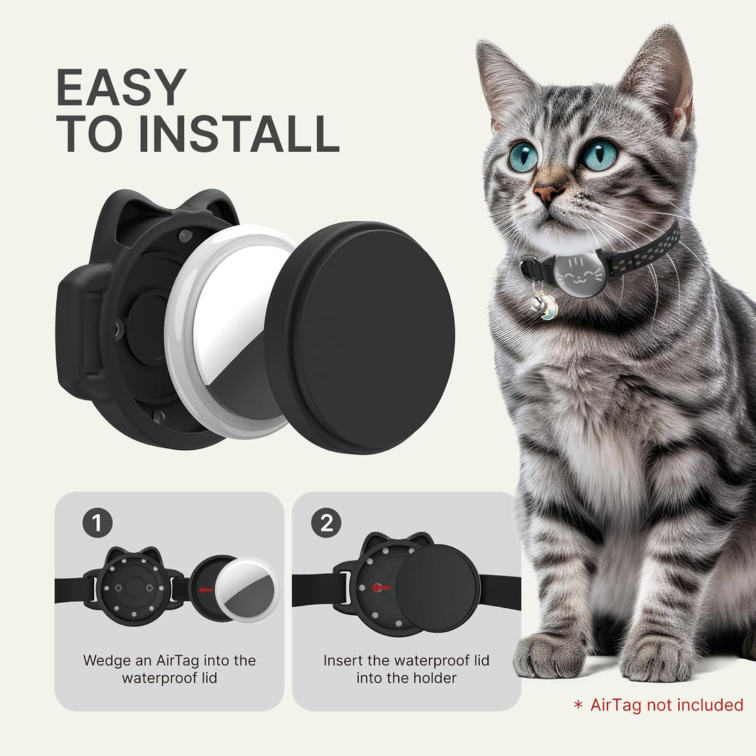 AirTag Cat Collar, Reflective Breakaway Collar