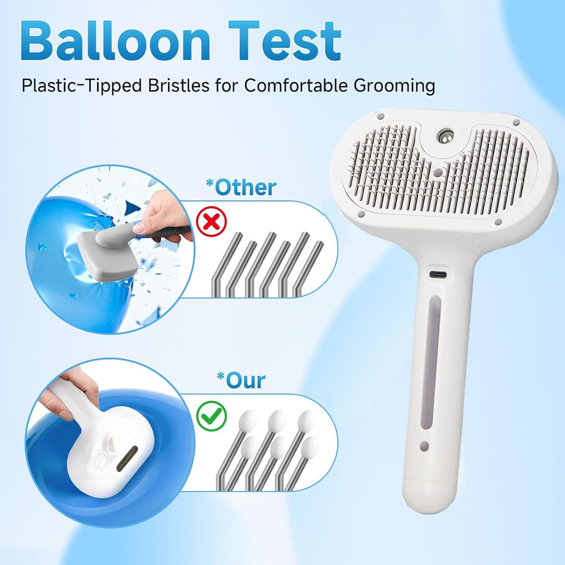Pet Steam Brush for Cats & Dogs, Cool Mist Self-Cleaning Comb