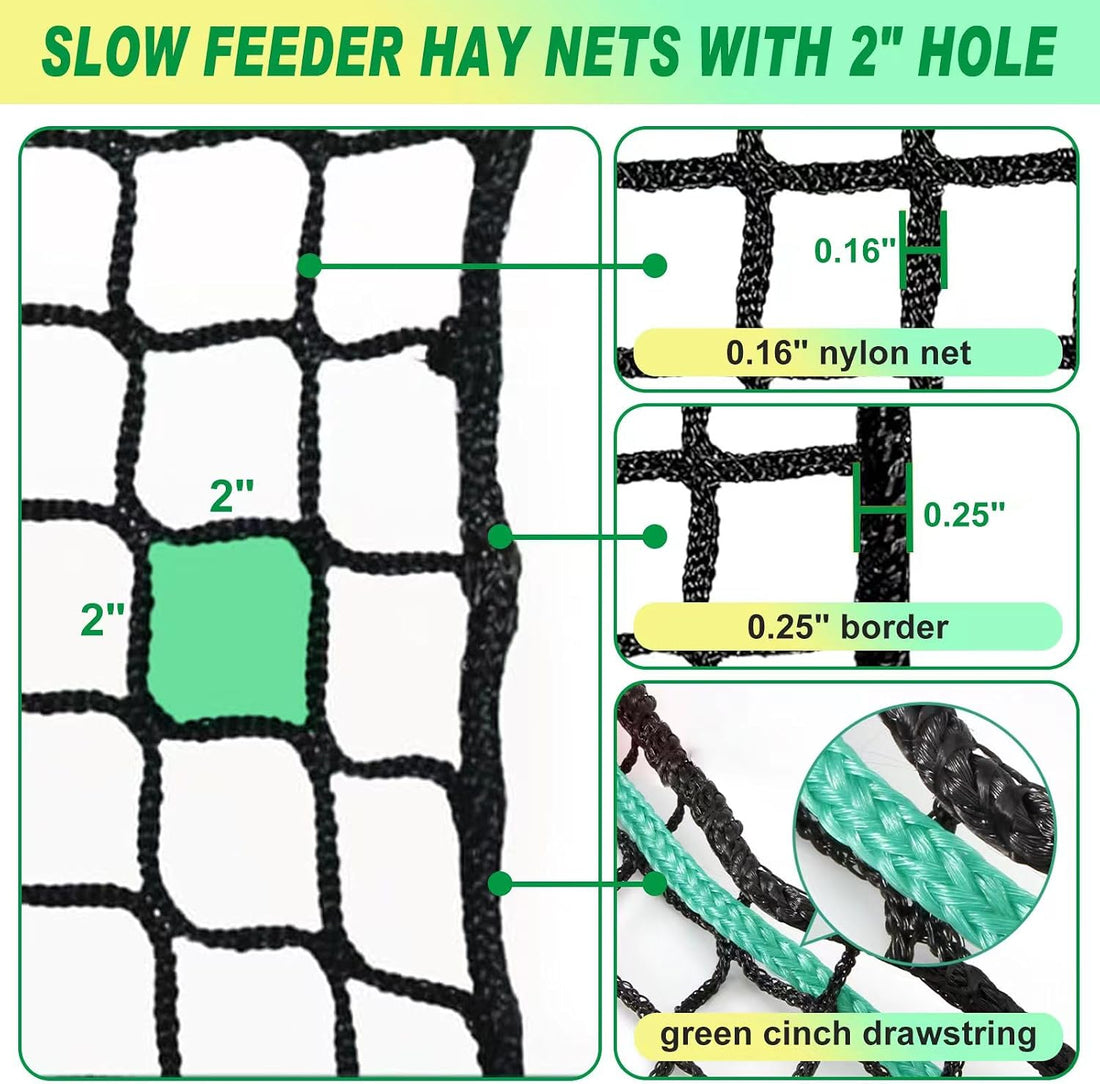 TONGMO 5x5 ft Round Bale Hay Net for Horses & Livestock