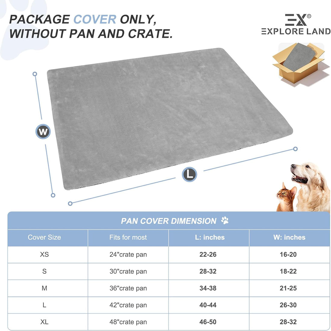 Explore Land Dog Crate Pan Cover with Fluffy Top and Waterproof TPU