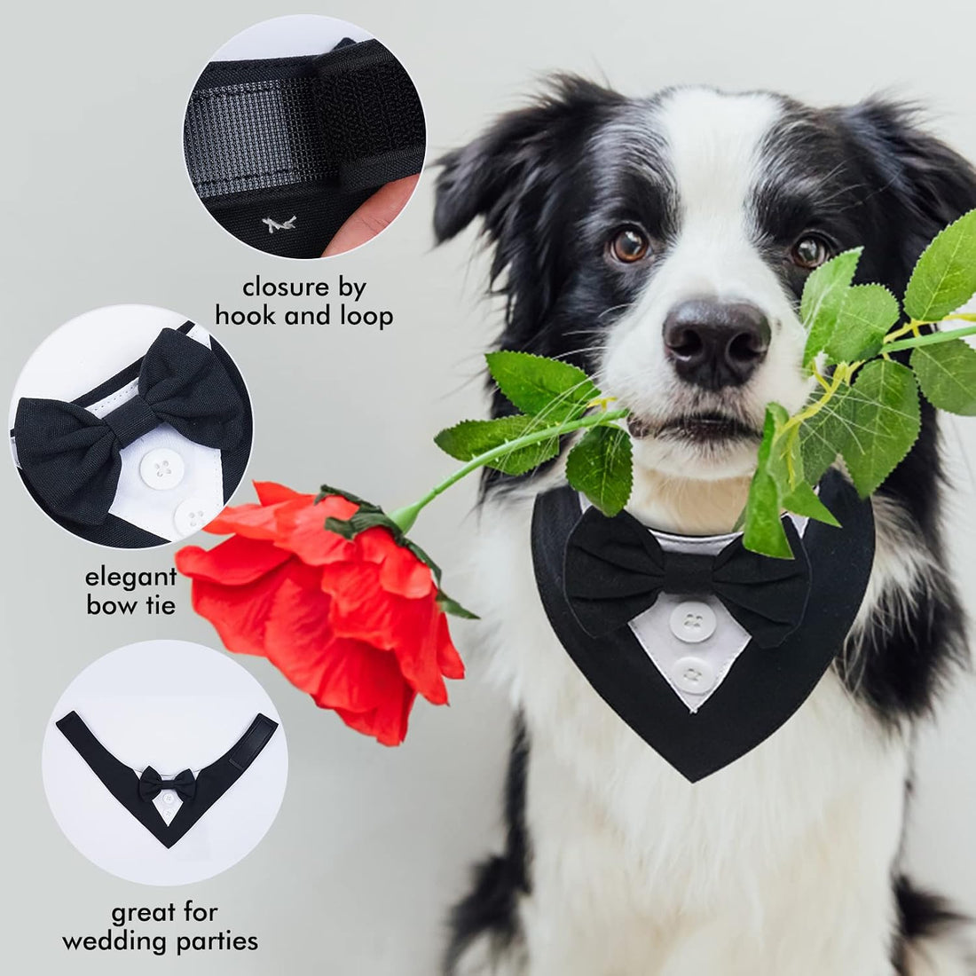 FUAMEY Dog Tuxedo for Large Dogs,Dog Formal Suit Dogs Attire Pet Bow