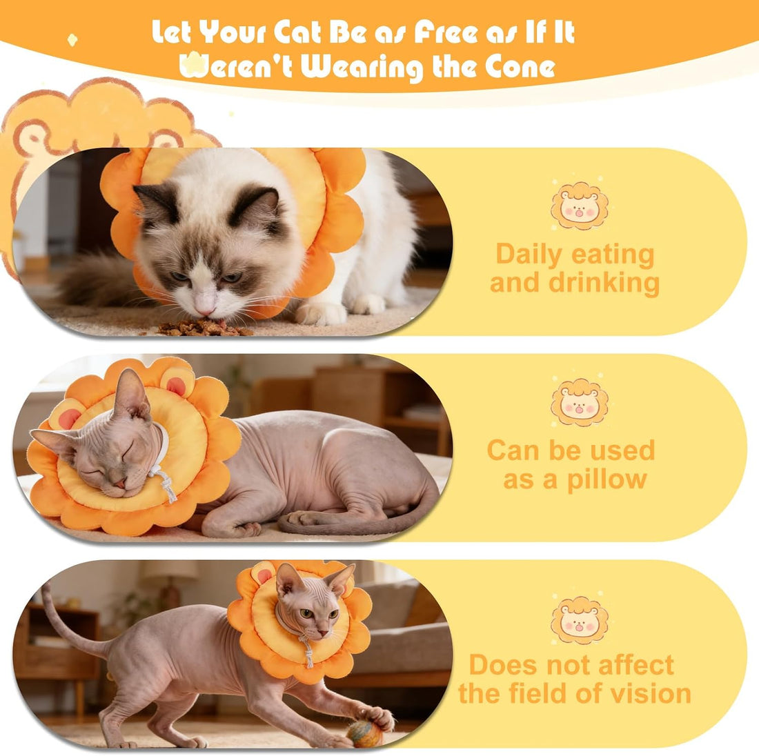 EXPAWLORER Cat Cone Collar Soft,Adjustable Neck Elizabethan Pet Cone