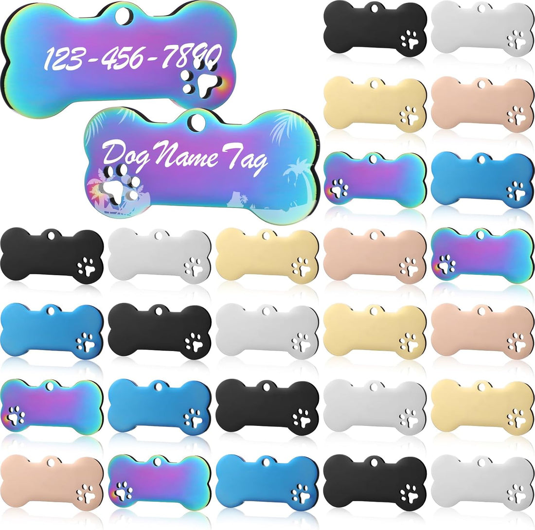 Hicarer 30 Pcs Stainless Steel Dog Tag Blank Pet ID Tags