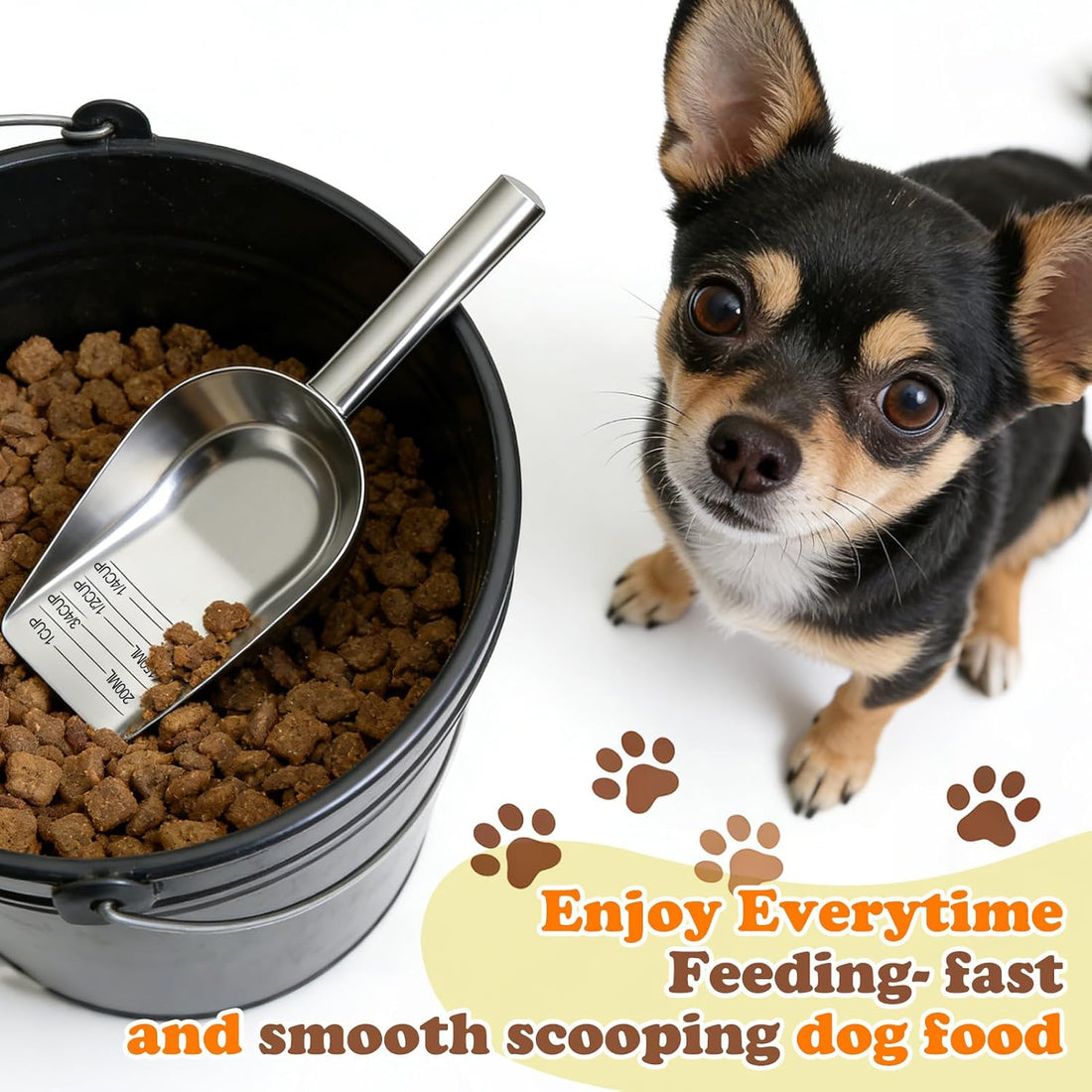 Mity rain Dog Food Scoop Stainless Steel with Long Handle