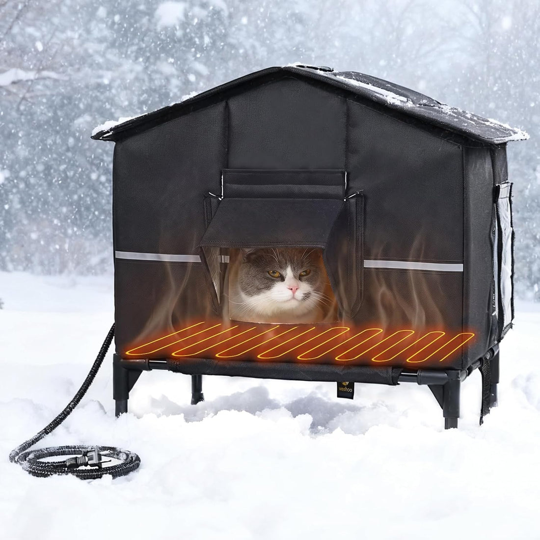 Veehoo Outdoor Heated Cat House Weatherproof