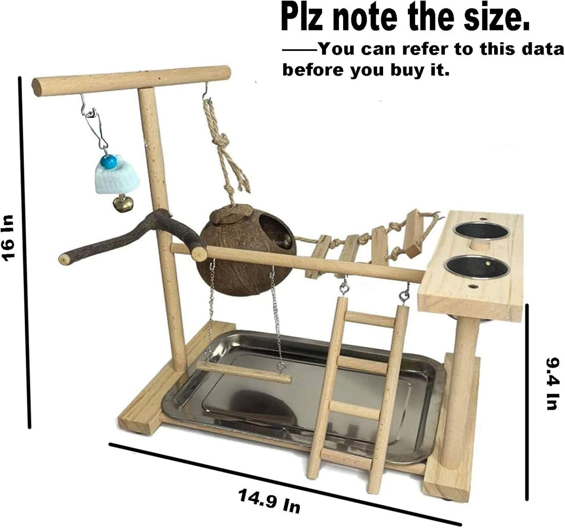 Parrots Playground Bird Play Stand Natural Wood Parrot Perch Gym