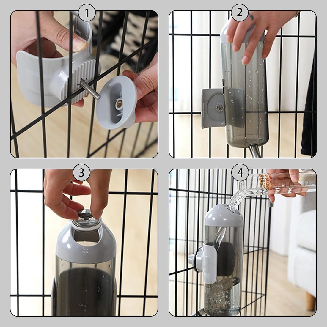 Pet Water Bottle Hanging Dog Water Dispenser Kennel Drinker Kettle