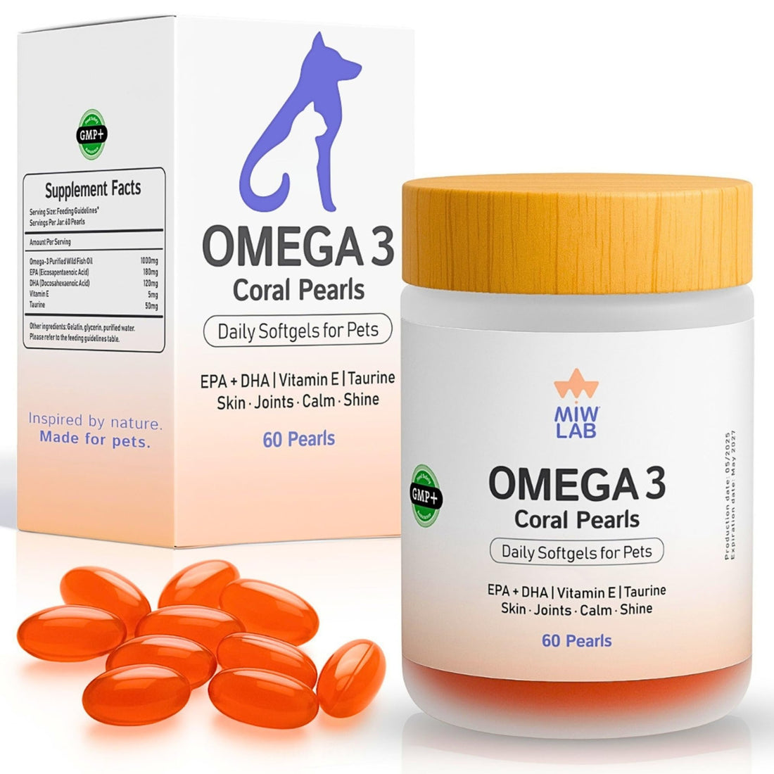 Omega 3 Fish Oil for Dogs and Cats EPA + DHA + Taurine + Vitamin E