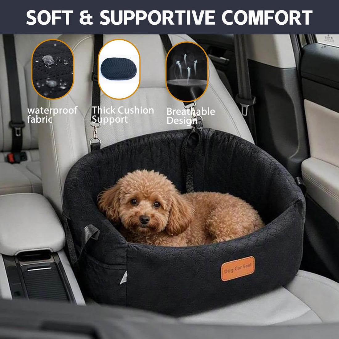 Dog Car Seat for Small Dogs, Elevated Pet Booster Seat