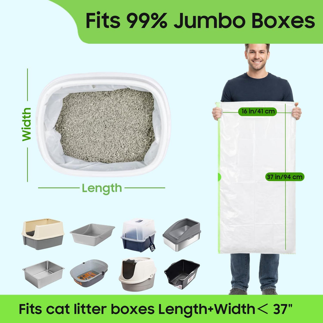 AWoHH Cat Litter Box Liners-Large/Jumbo 37"x16"-Heavy Duty Scratch