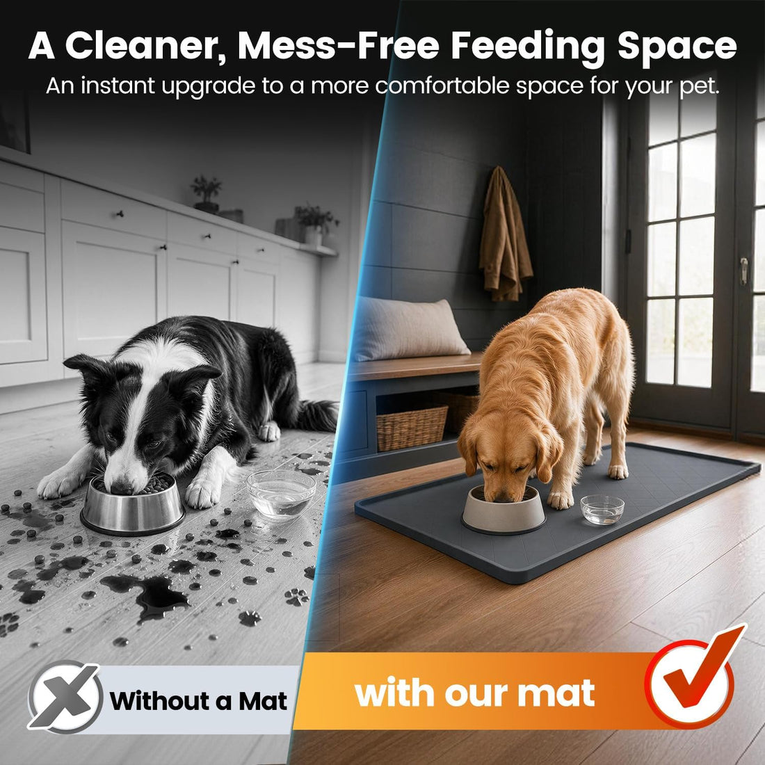 53.9" L x 28" W Extra-Large Silicone Dog Feeding Mat
