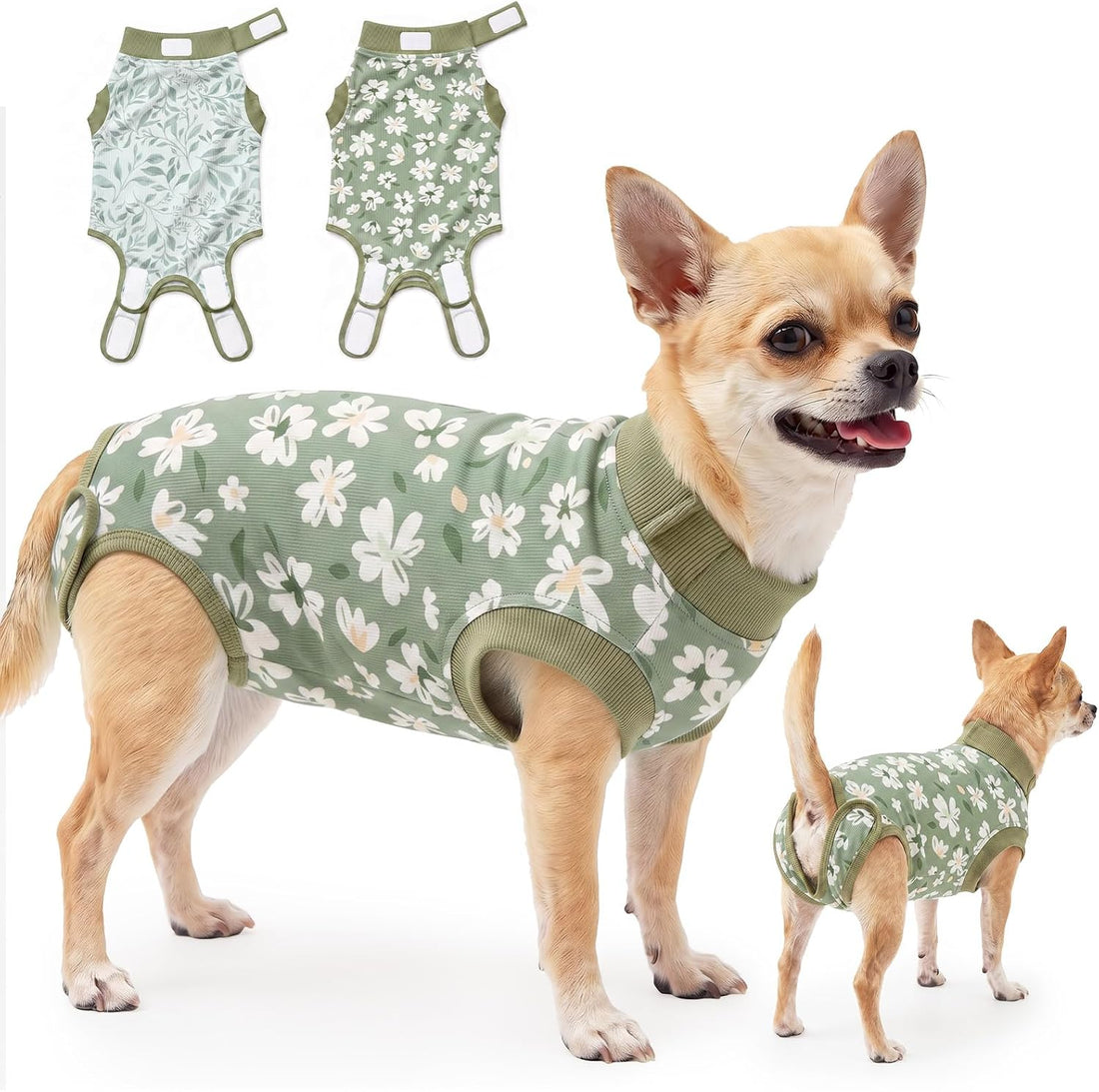Glittme 2-Pack Ribbed Dog Surgery Recovery Suits for Female Dogs