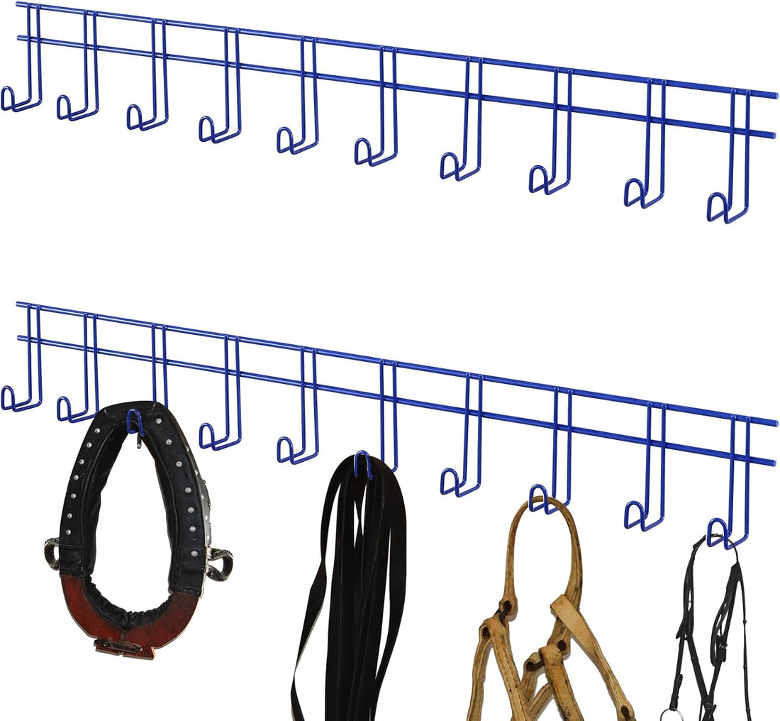 Yaocom 10 Hook 2 Pcs Bridle Hooks Tack Room Metal Wall Hangers Rack