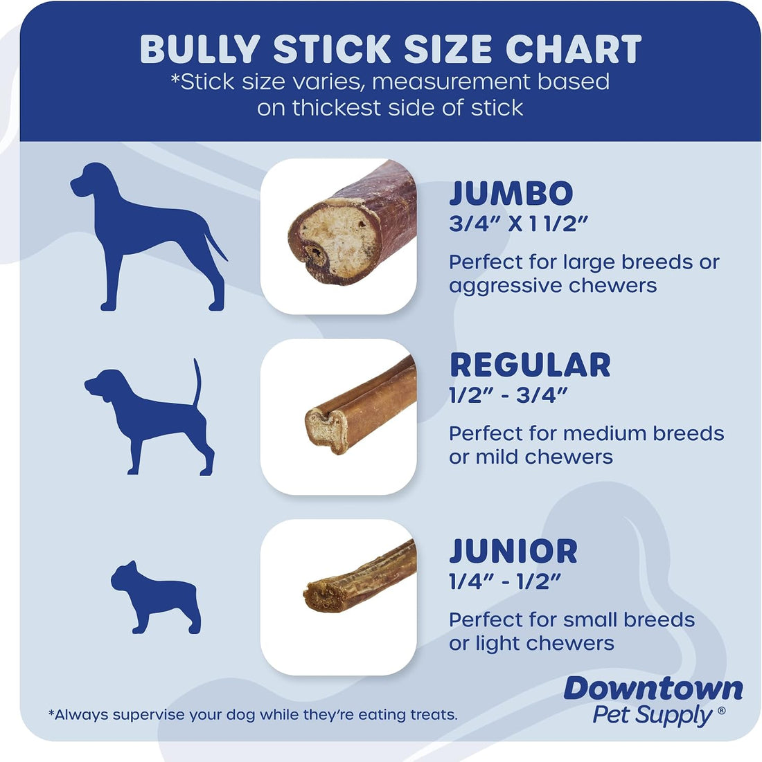 Downtown Pet Supply Jumbo Bully Sticks for Dogs - Natural Beef Chews