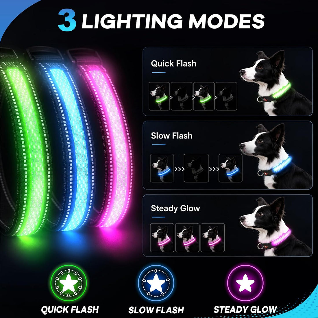 Light Up Dog Collar for Large Dogs, Super Bright Glow Collar