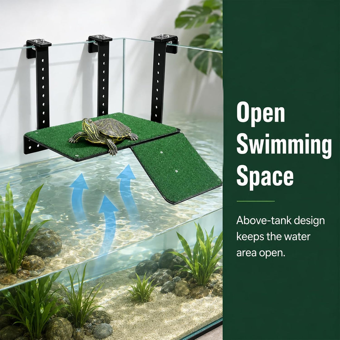 Hanging Turtle Basking Platform with Ramp & Artificial Grass Floating