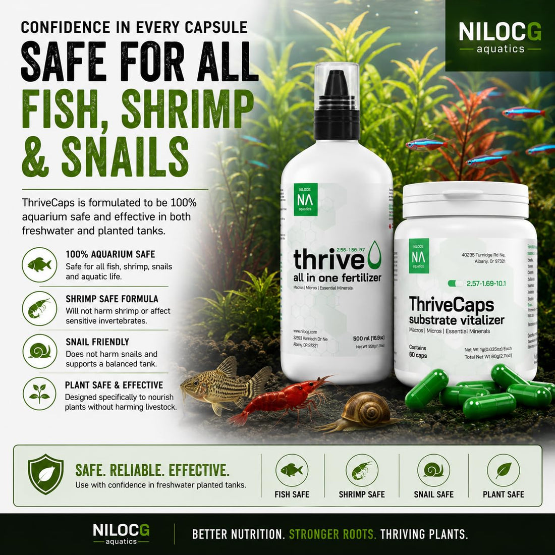 NilocG ThriveCaps Aquarium Root Fertilizer for Planted Tanks, 60 Caps