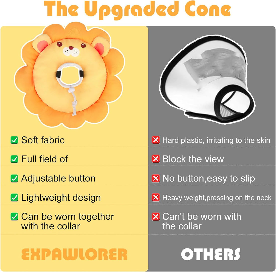 EXPAWLORER Cat Cone Collar Soft,Adjustable Neck Elizabethan Pet Cone
