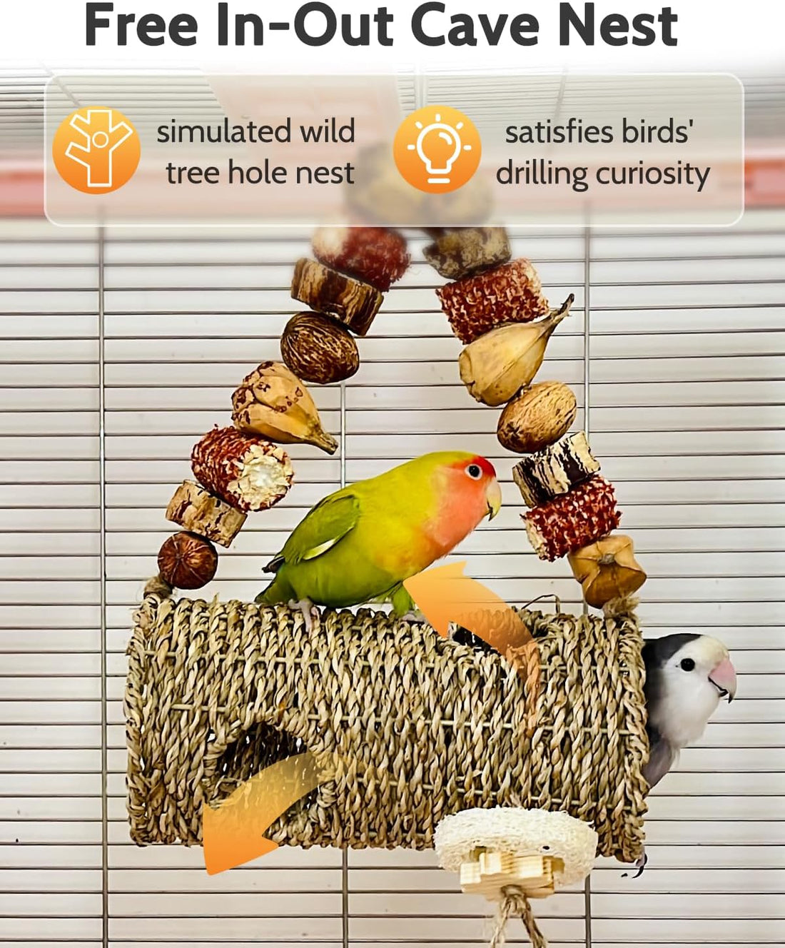 Bird Tunnel for Cage with Chew Toys, Only for Small-Sized Bird