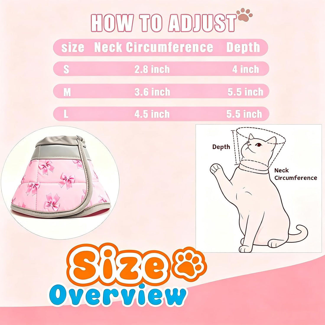 TBAMTBW Soft Cat Cone Collar Adjustable Elizabethan Recovery Collar