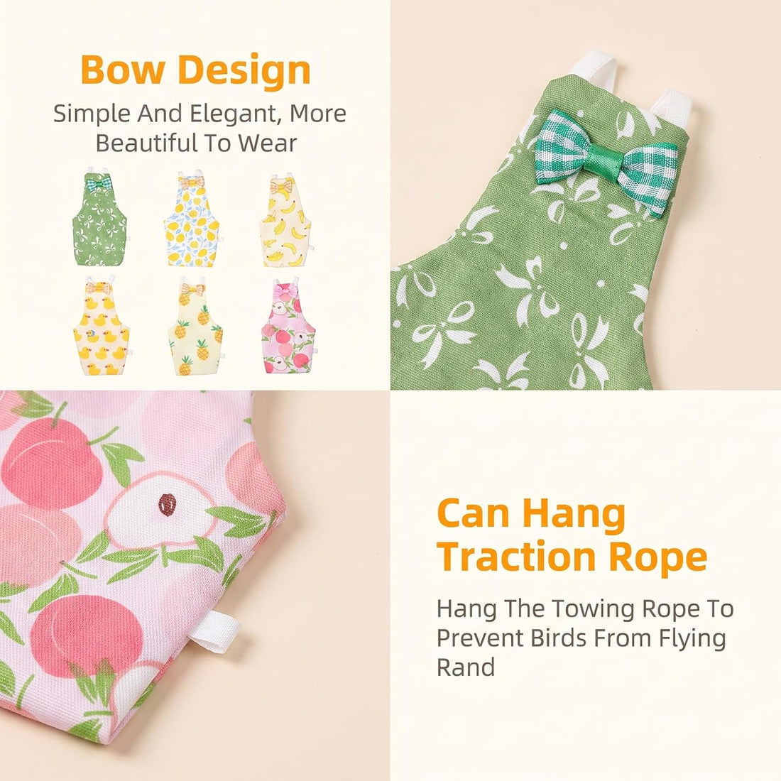 6 PCS Bird Diapers Reusable Parrot Diaper with Waterproof Inner