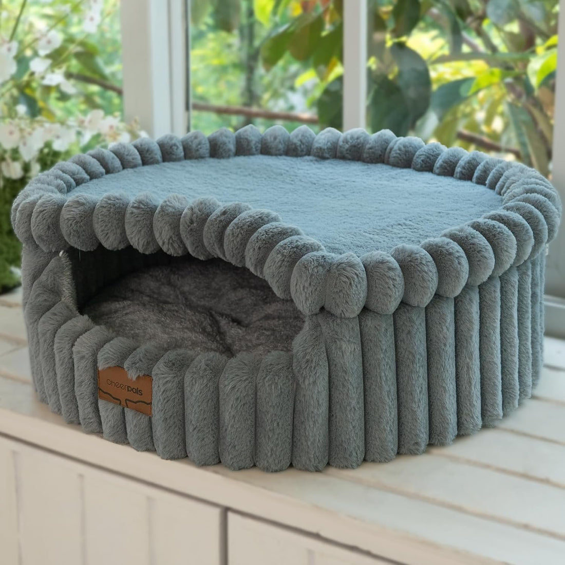 CHEERPALS Cloud Cat Cave Bed for Indoor Cats Hooded Bed with Zipper
