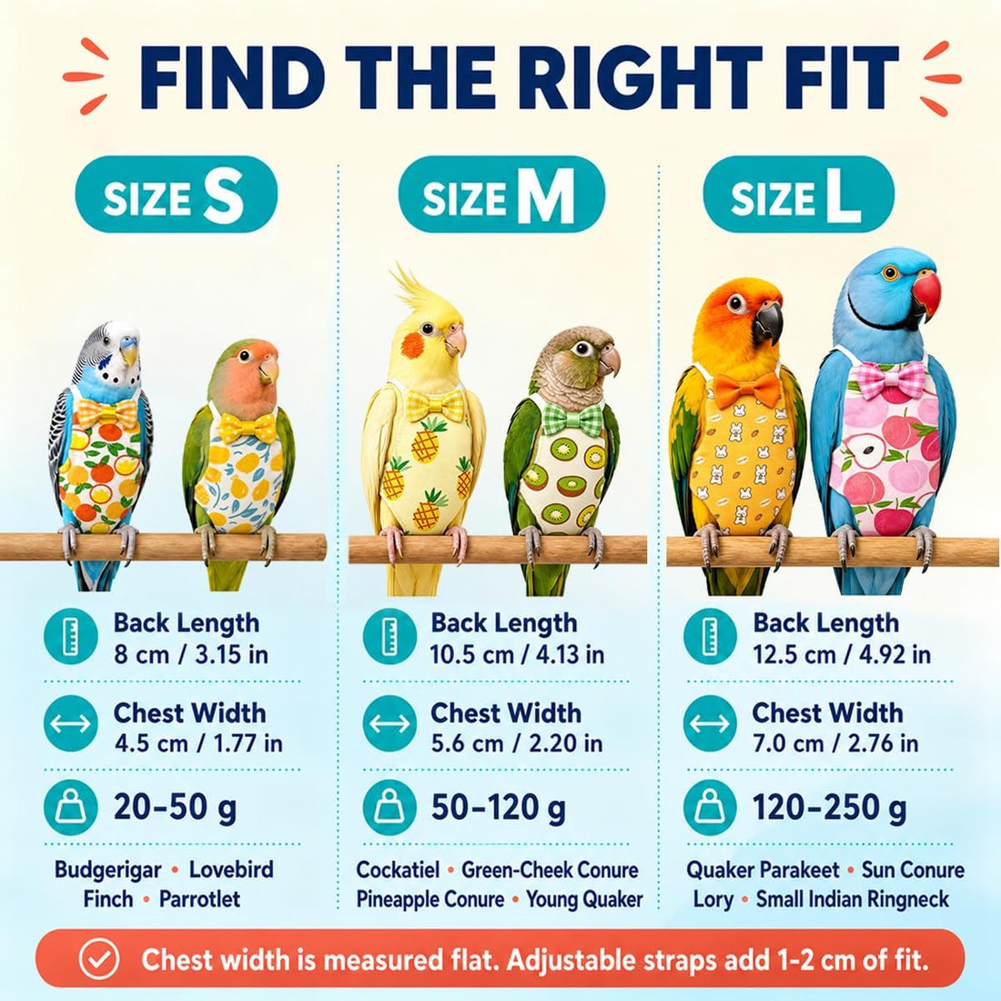 9 Pcs Reusable Bird Diaper Flight Suit with Leash Diaper Pads (S)