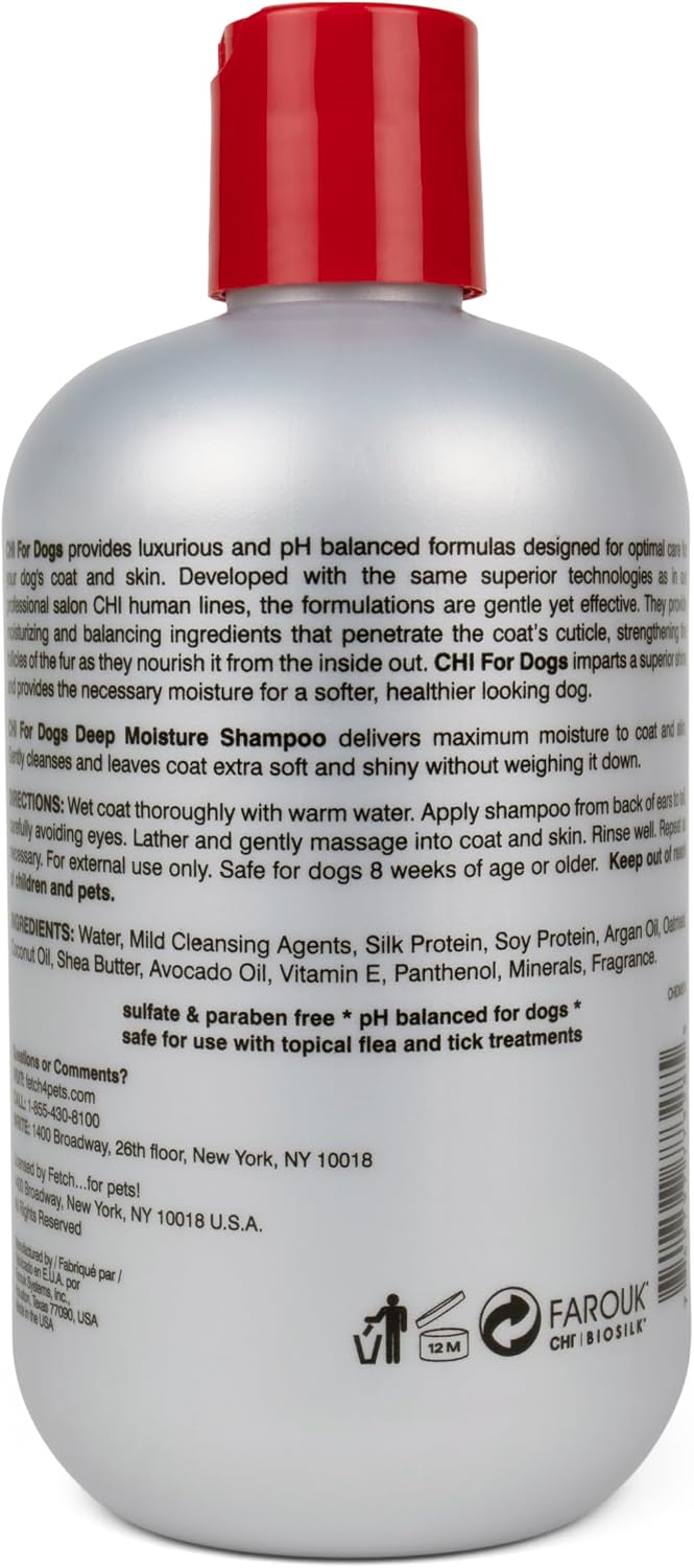 CHI for Dogs Deep Moisture Hydrating Dog Shampoo, 16 Fl Oz Bottle