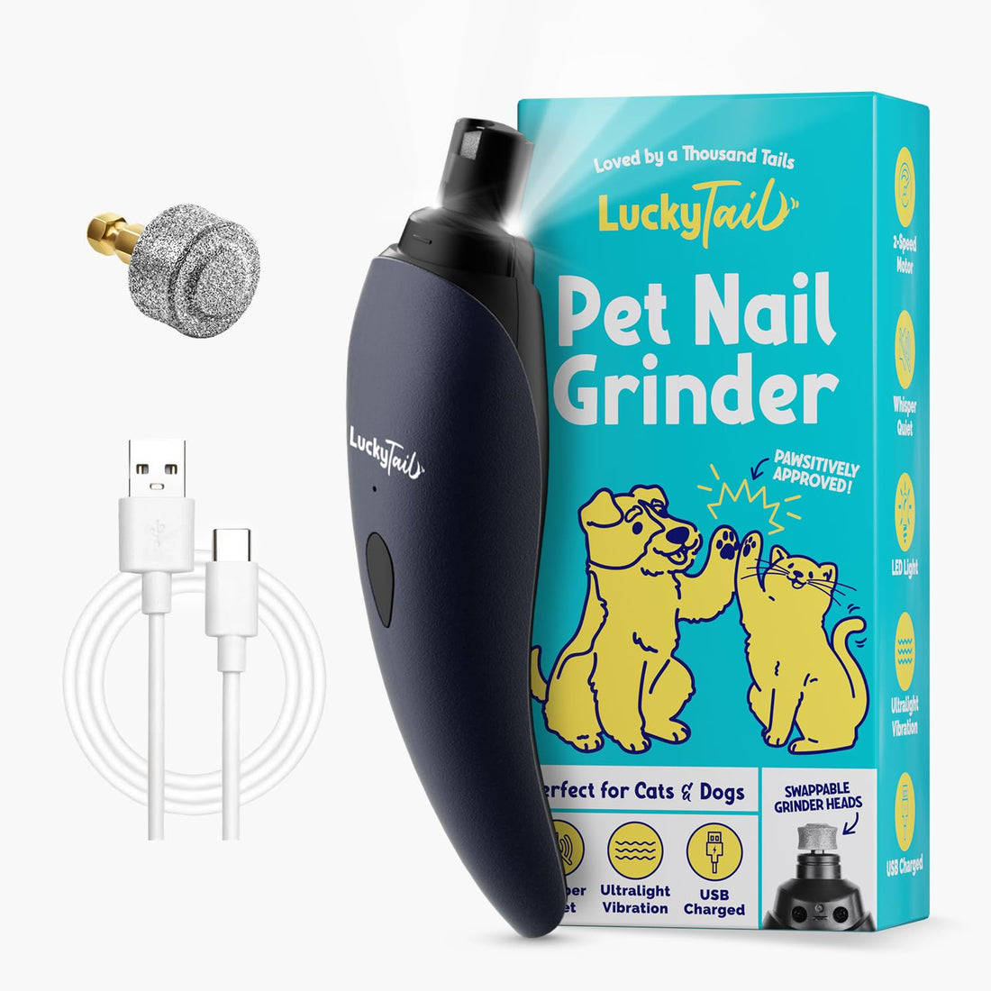 LUCKY TAIL Pet Nail Grinder for Dogs and Cats