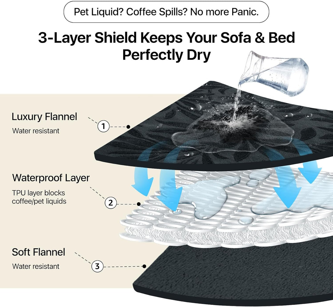 LOOBANI Waterproof Pet Blanket for Couch, Soft Flannel Couch Cover